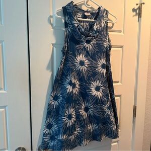 Global Mamas Floral Blue and White Mini Cotton Dress. Size S